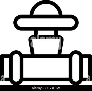 Semplice icona di un sistema di tubazioni dell'acqua dotato di una valvola che regola la pressione e il flusso Illustrazione Vettoriale