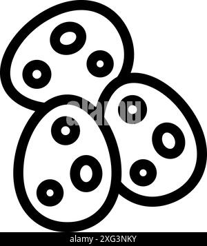 Illustrazione in line art di uova di pasqua decorate con motivi semplici, che celebrano le festività primaverili Illustrazione Vettoriale