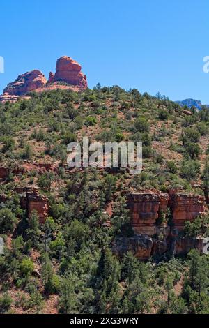 Formazioni rocciose rosse nelle pareti del canyon di Oak creek fuori Sedona, Arizona Foto Stock