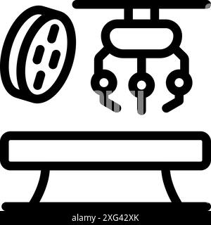 Braccio robotizzato che esegue la chirurgia con lampada chirurgica, che rappresenta la tecnologia medica avanzata Illustrazione Vettoriale