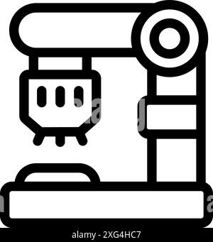 Icona grafica in linea di una macchina per chirurgia robotica che esegue un'operazione Illustrazione Vettoriale