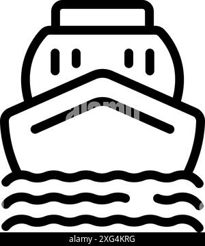 Semplice disegno della linea di una grande nave passeggeri che naviga sull'oceano Illustrazione Vettoriale