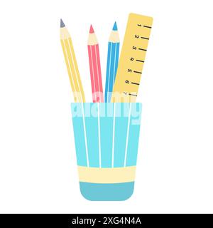 Torna a scuola. Forniture scolastiche. Illustrazione vettoriale. Illustrazione Vettoriale