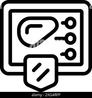 Questa icona di un fegato su uno scudo rappresenta il concetto di salute del fegato sicurezza e applicazioni mediche Illustrazione Vettoriale