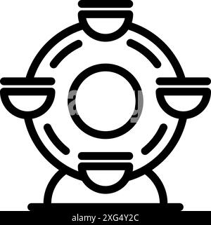 Semplice icona della ruota panoramica che rappresenta la gioia e l'emozione dei parchi di divertimento Illustrazione Vettoriale