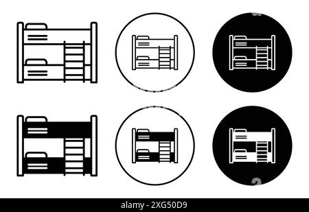 Collezione di logo vettoriali con icone del letto a castello per l'interfaccia utente dell'app Web Illustrazione Vettoriale