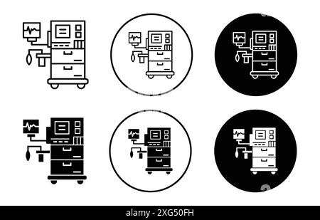 collezione di set di logo vettoriali icona macchina per anestesia per l'interfaccia utente dell'app web Illustrazione Vettoriale