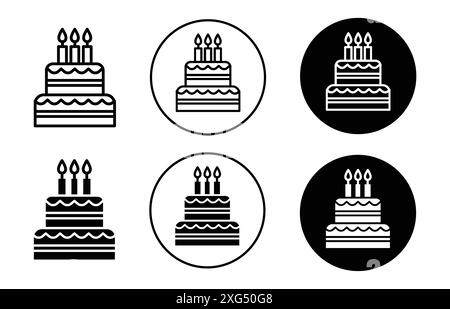 Collezione di set di logo vettoriale per l'icona della torta di compleanno per l'interfaccia utente dell'app Web Illustrazione Vettoriale