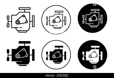 Collezione di logo vettoriale dell'icona del motore per auto per l'interfaccia utente dell'app Web Illustrazione Vettoriale