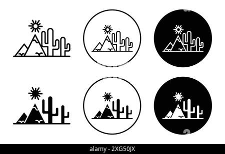 Collezione di logo vettoriali Cactus Mountain and Sun Icon per l'interfaccia utente dell'app Web Illustrazione Vettoriale