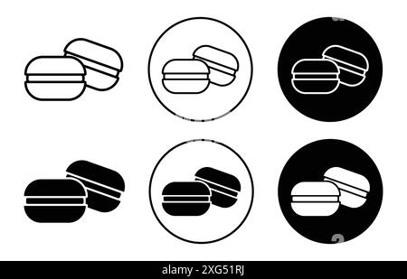 Set di logo vettoriale icona torta macaron per l'interfaccia utente dell'app Web Illustrazione Vettoriale