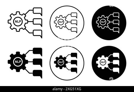 Collezione di logo vettoriale icone NLP per l'interfaccia utente dell'app Web Illustrazione Vettoriale