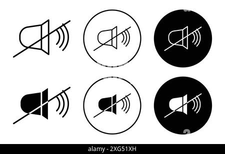 Disattiva la raccolta di logo vettoriale dell'icona della linea audio per l'interfaccia utente dell'app Web Illustrazione Vettoriale