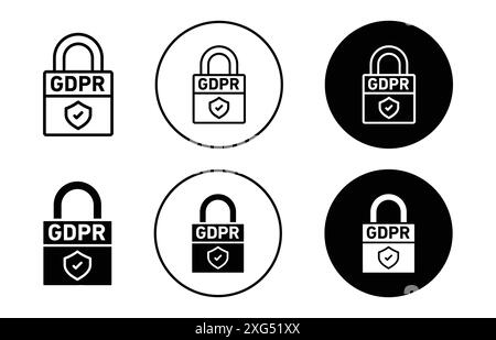 raccolta di set di logo gdpr per l'interfaccia utente dell'app web Illustrazione Vettoriale