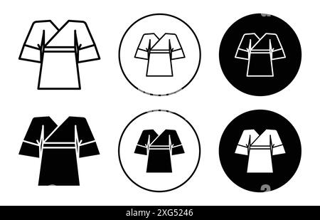 Collezione giapponese di logo vettoriale per icone kimono per l'interfaccia utente dell'app Web Illustrazione Vettoriale