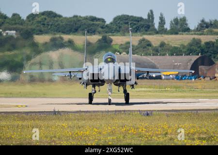 USAF McDonnell Douglas F-15E taxi alla RAF Lakenheath Foto Stock