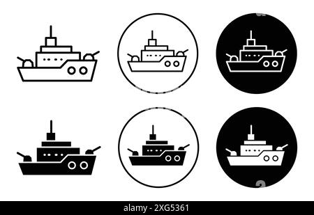 collezione di set di logo vettoriali icona warship per l'interfaccia utente dell'app web Illustrazione Vettoriale