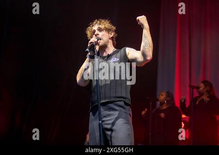 Millennium Square, Leeds, 6 luglio 2024. Tom Grennan ha fatto da headliner al Millennium Square di Leeds. Crediti: Izzy Clayton/Alamy Live News Foto Stock