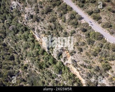 Puig de cura Ascent, Randa, Algaida, Mallorca, Isole Baleari, Spagna Foto Stock