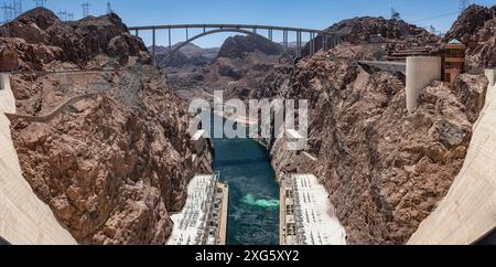 Panorama della famosa diga di Hoover vicino a Las Vegas Foto Stock