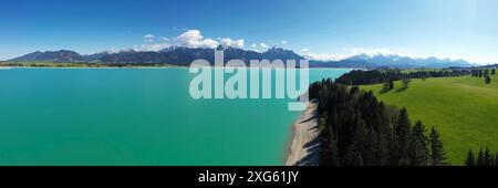 Vista aerea di Forggensee am Lech con il bel tempo Foto Stock