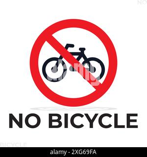 Nessun segnale di avvertenza per le biciclette. Perfetto per sfondi, sfondo, banner, adesivi, icone, segnale, simbolo, badge, ecc. Illustrazione Vettoriale