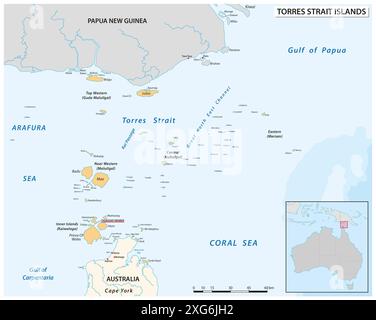 Mappa della Australian Torres Strait Islands Foto Stock