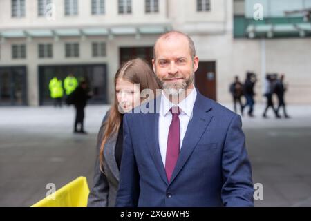 Londra, Inghilterra, Regno Unito. 7 luglio 2024. JONATHAN REYNOLDS, Segretario di Stato per le imprese e il commercio, lascia la BBC dopo essere apparso domenica con Laura Kuenssberg. (Credit Image: © Tayfun Salci/ZUMA Press Wire) SOLO PER USO EDITORIALE! Non per USO commerciale! Foto Stock