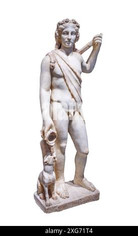 Una statua romana del dio greco Dioniso, noto anche come Bacco. Marmo. 2° cen, ad. Da Aldaya, Valencia, Spagna. Foto Stock