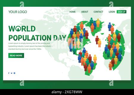 modelli di post sui social media della giornata mondiale della popolazione, adatti per biglietti di auguri su post sui social media con icone Illustrazione Vettoriale