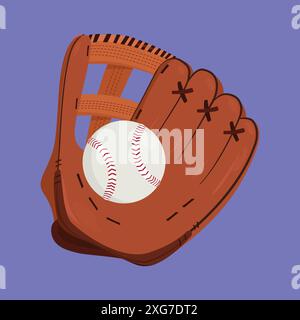 Icona vettoriale guanti in pelle da baseball. illustrazione dei guanti sportivi da baseball con palla. Illustrazione Vettoriale