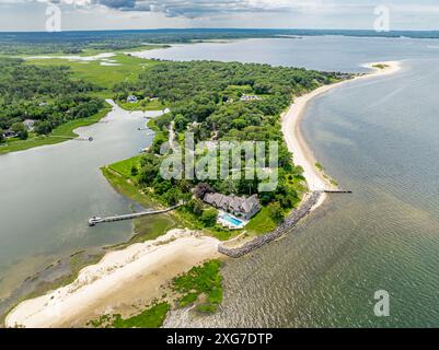 vista aerea dello stagno e dell'area di red creek Foto Stock