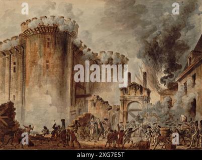 L' assalto della Bastiglia nella Rivoluzione francese del 1789 Jean-Pierre Houël - Foto Stock