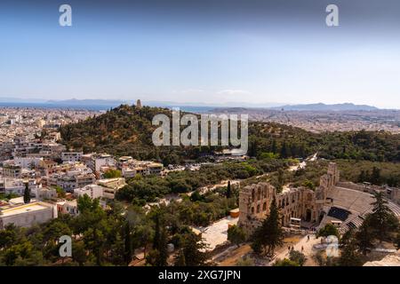 Erode Attico Odeon, un teatro greco nell'Acropoli di Atene. Grecia. Foto Stock