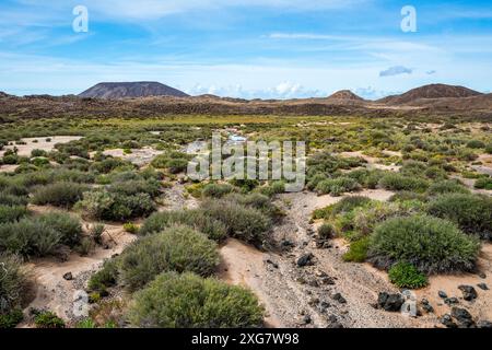 Isola di Lobos al largo della costa di Fuerteventura nelle Isole Canarie Foto Stock