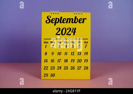 Settembre 2024: Calendario mensile annuale per la pianificazione e la gestione Foto Stock