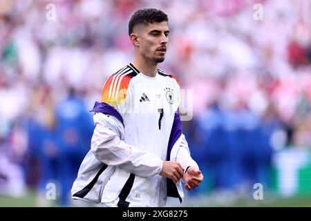 La Germania Kai Havertz guarda ai quarti di finale di UEFA Euro 2024 tra Spagna e Germania. Foto Stock