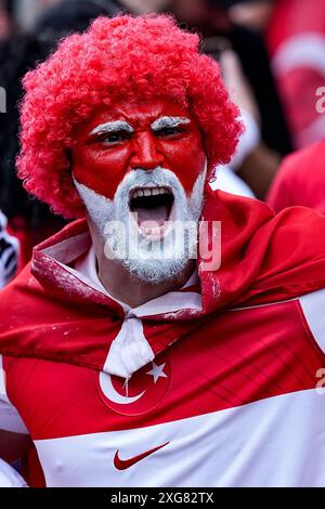 Berlino, Germania. 6 luglio 2024. Berlino, Germania, 6 luglio 2024: Tifoso di Turkiye durante i quarti di finale di UEFA EURO 2024 Germania tra Paesi Bassi e Turkiye all'Olympiastadion di Berlino, Germania. (Daniela Porcelli/SPP) credito: SPP Sport Press Photo. /Alamy Live News Foto Stock