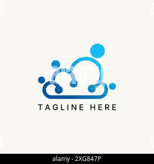Design del logo concept grafico stock vettoriale premium creativo punti cloud unici tecnici mano nella mano. Correlato al branding netto delle relazioni tecnologiche Illustrazione Vettoriale