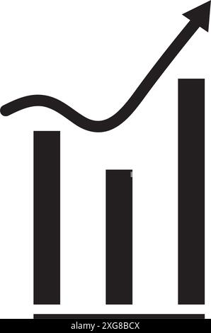 Icona del grafico e del grafico a barre in aumento lento. Vettori modificabili. Illustrazione Vettoriale