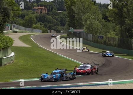 25 KAISER Matthias (swi), CALDWELL Olli (gbr), LYNN Alexander (gbr), Algarve Pro Racing, Oreca 07 - Gibson, azione durante la 4 ore di Imola 2024, 3° round della 2024 European le Mans Series sull'autodromo Internazionale Enzo e Dino Ferrari dal 5 al 7 luglio 2024 a Imola, Italia Foto Stock