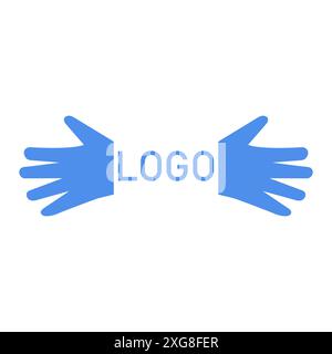 Due palmi di mano insieme. Logo vettoriale. Illustrazione isolata su sfondo bianco vuoto. Illustrazione Vettoriale