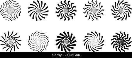 Strisce radiali Sunburst. set di sfondi radiali. raggi comici. Illustrazione vettoriale Illustrazione Vettoriale