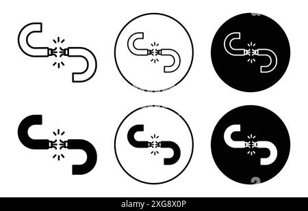 Insieme di logo vettoriale icona del filo rotto per l'interfaccia utente dell'app Web Illustrazione Vettoriale