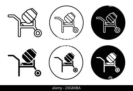 collezione di set di logo vettoriale icona mixer cemento per l'interfaccia utente dell'app web Illustrazione Vettoriale