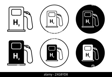 collezione di logo vettoriale dell'icona della pompa del carburante dell'idrogeno per l'interfaccia utente dell'app web Illustrazione Vettoriale