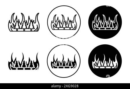 Collezione di logo vettoriali Wildfire Disaster Icon per l'interfaccia utente dell'app Web Illustrazione Vettoriale