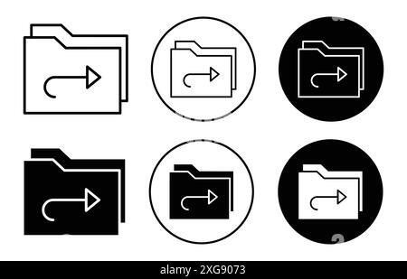 Raccolta di set di logo vettoriale dell'icona della riga della cartella di condivisione per l'interfaccia utente dell'app Web Illustrazione Vettoriale