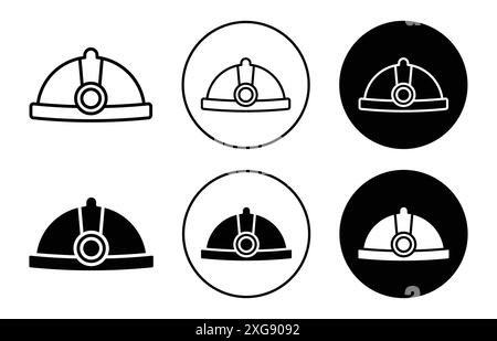 Set di logo vettoriale per l'icona del casco torcia per l'interfaccia utente dell'app Web Illustrazione Vettoriale