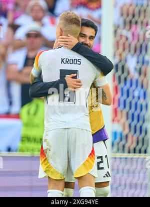 Toni Kroos, DFB 8 Ilkay Guendogan, DFB 21 Sad dopo i quarti di finale GERMANIA, Spagna. , . Il 5 luglio 2024 a Stoccarda, Germania. Fotografo: ddp Images/STAR-Images credito: ddp media GmbH/Alamy Live News Foto Stock